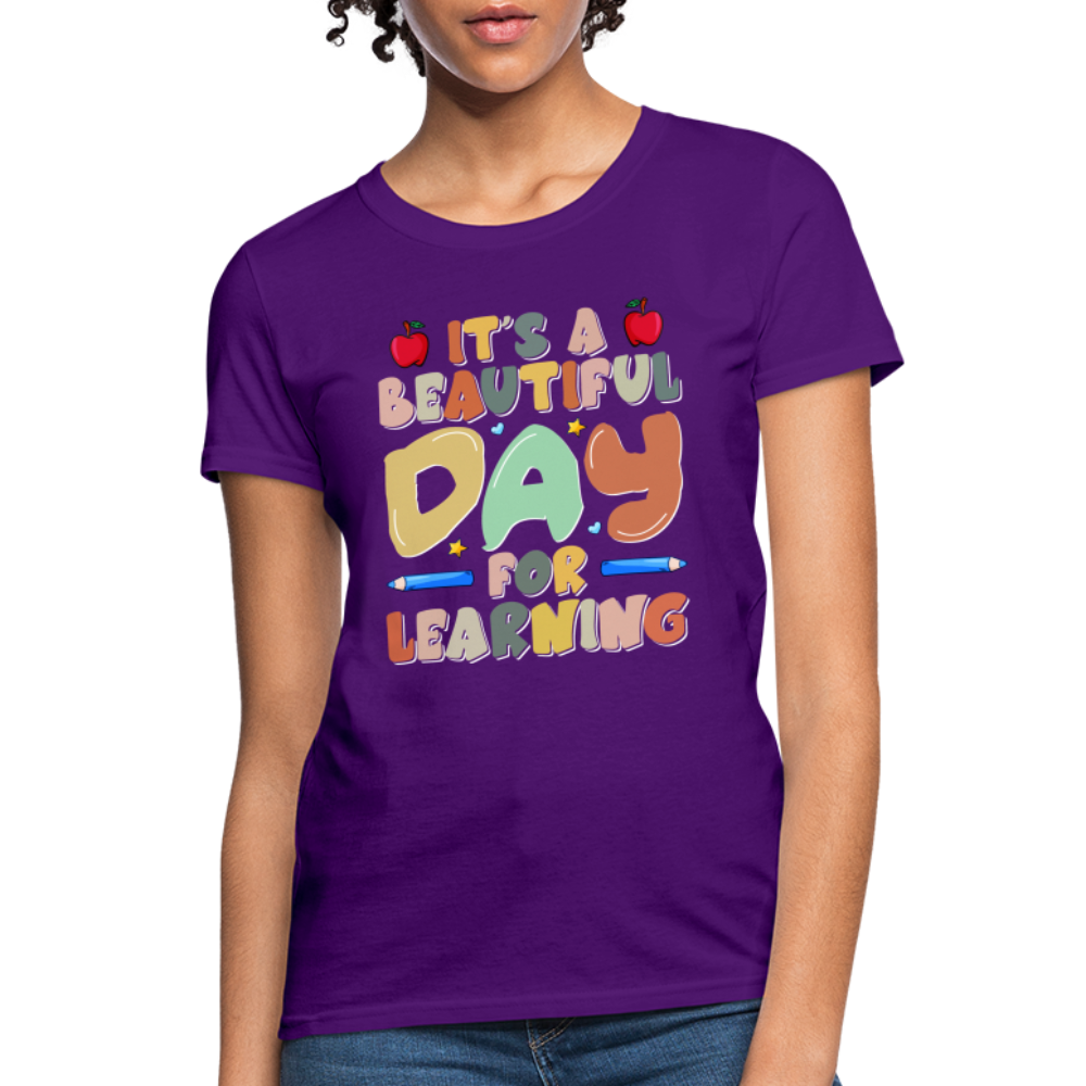 It's A Beautiful Day For Learning Women's Contoured T-Shirt Color: white