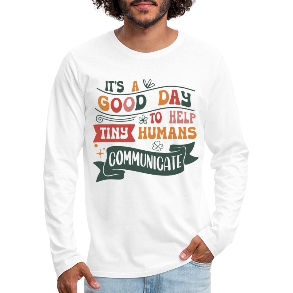 Help Tiny Humans Communicate Men's Long Sleeve T-Shirt Color: heather gray
