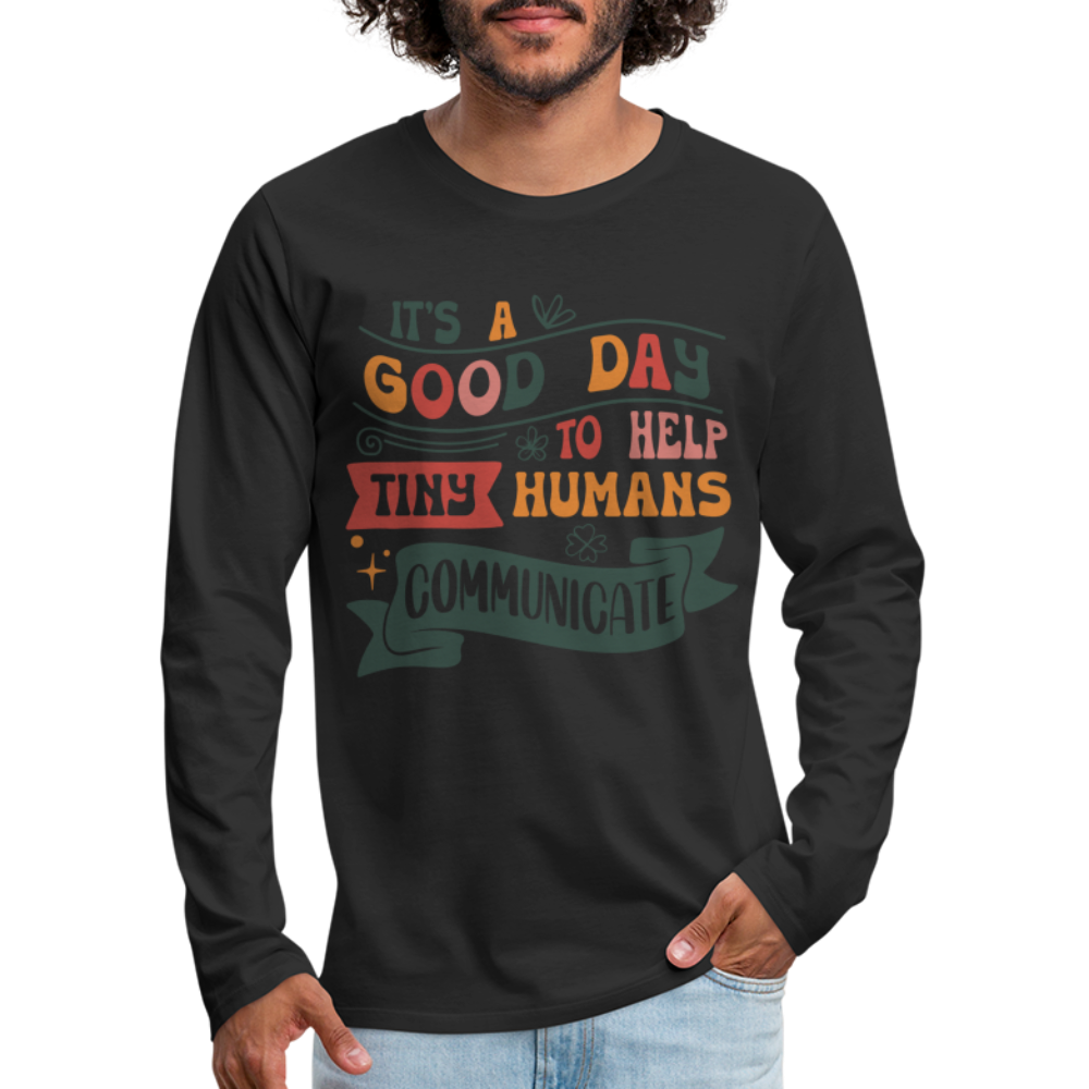 Help Tiny Humans Communicate Men's Long Sleeve T-Shirt Color: heather gray