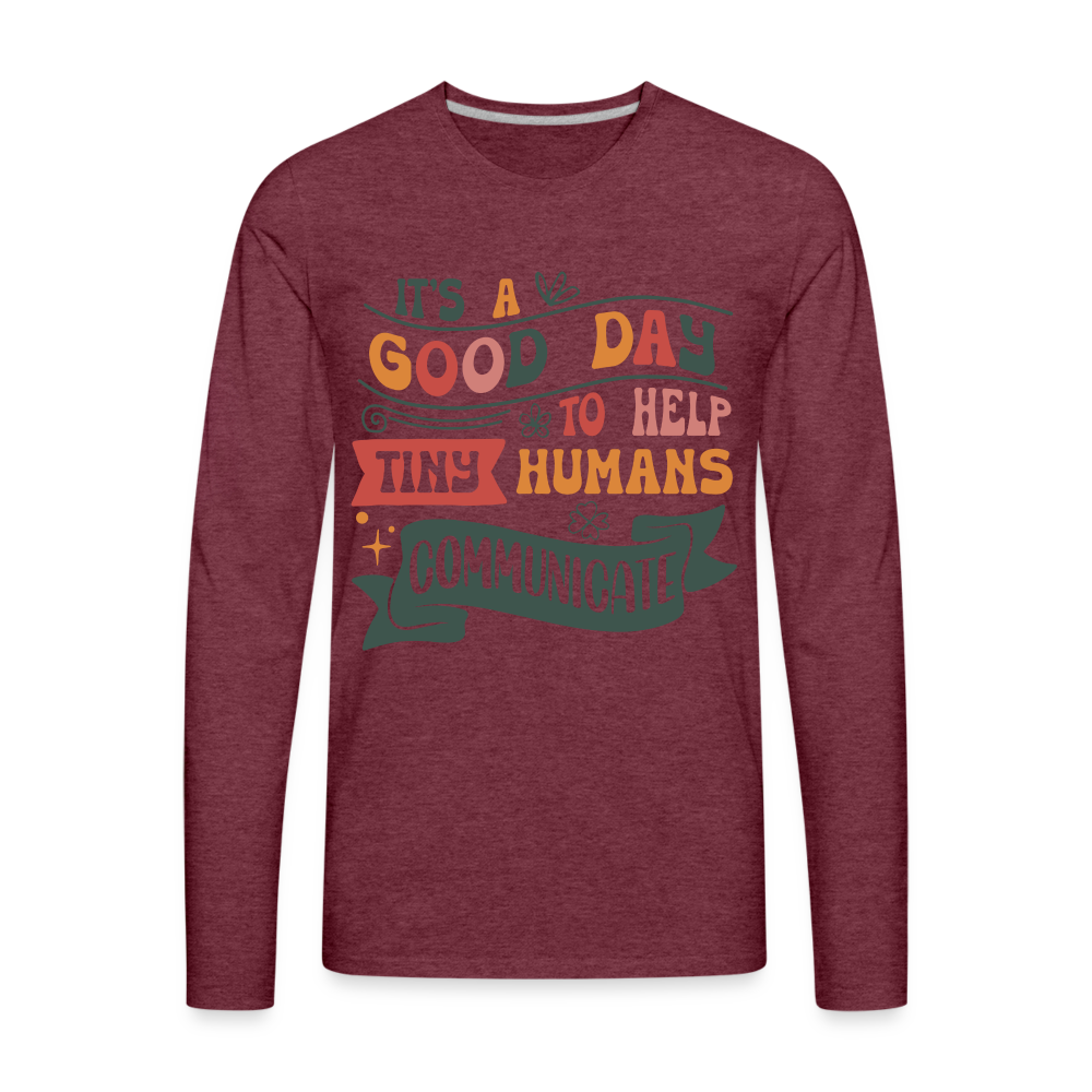 Help Tiny Humans Communicate Men's Long Sleeve T-Shirt Color: heather gray