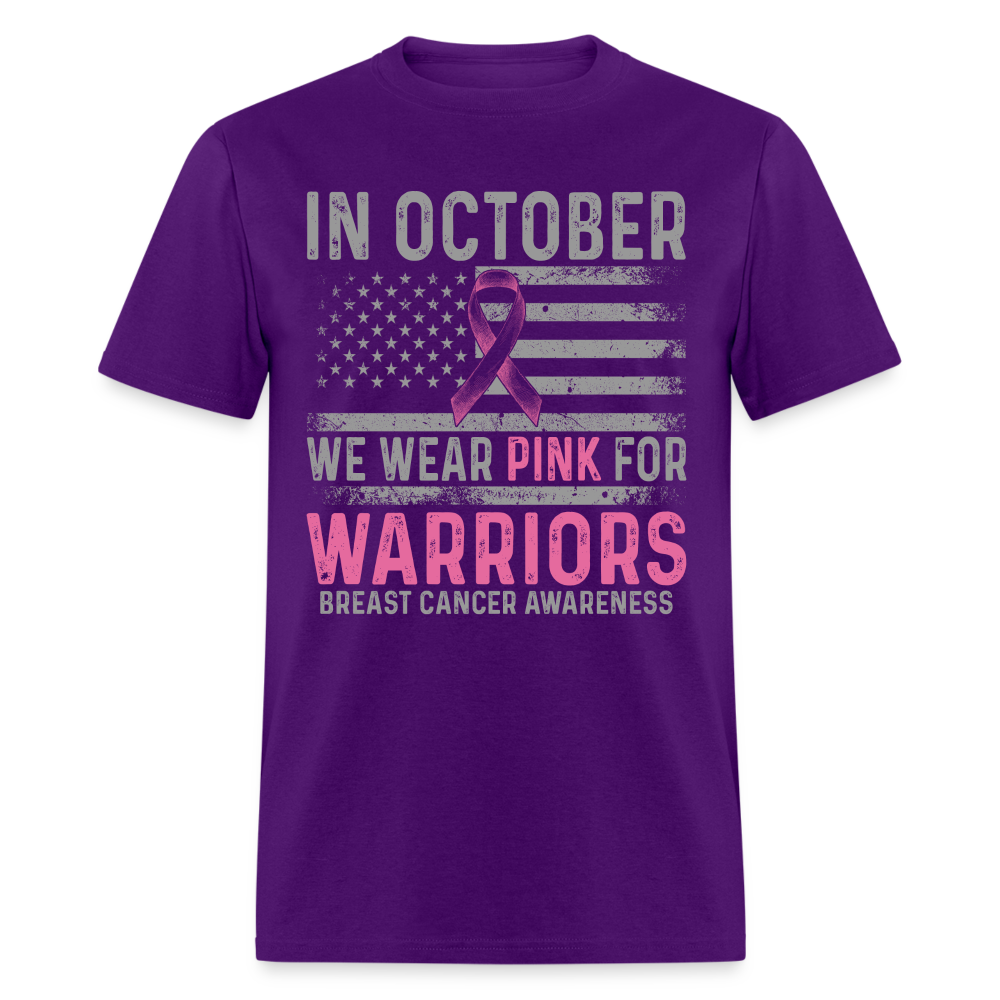 October Wear Pink for Breast Cancer Awareness T-Shirt Color: purple