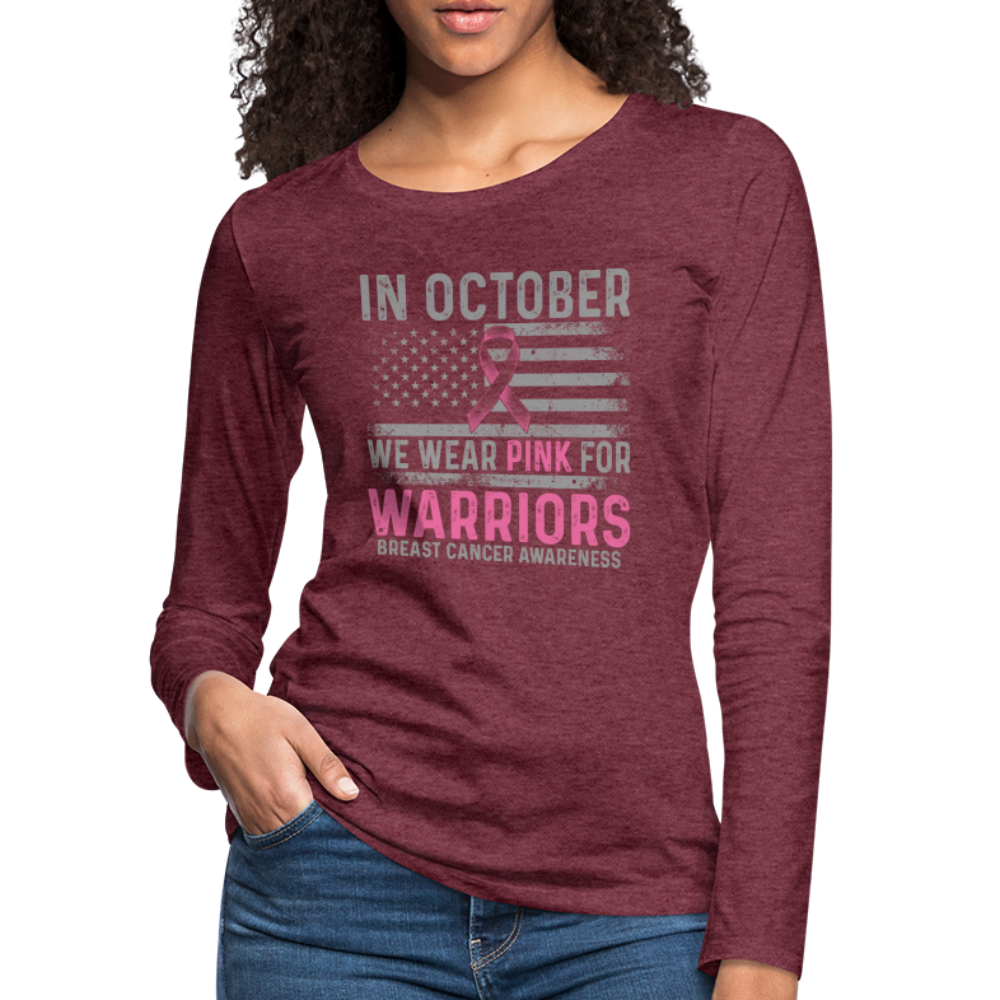 October Wear Pink for Breast Cancer Awareness Women's Long Sleeve T-Shirt Color: black