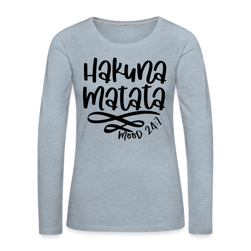 Hakuna Matata Women's Premium Long Sleeve T-Shirt Color: heather ice blue