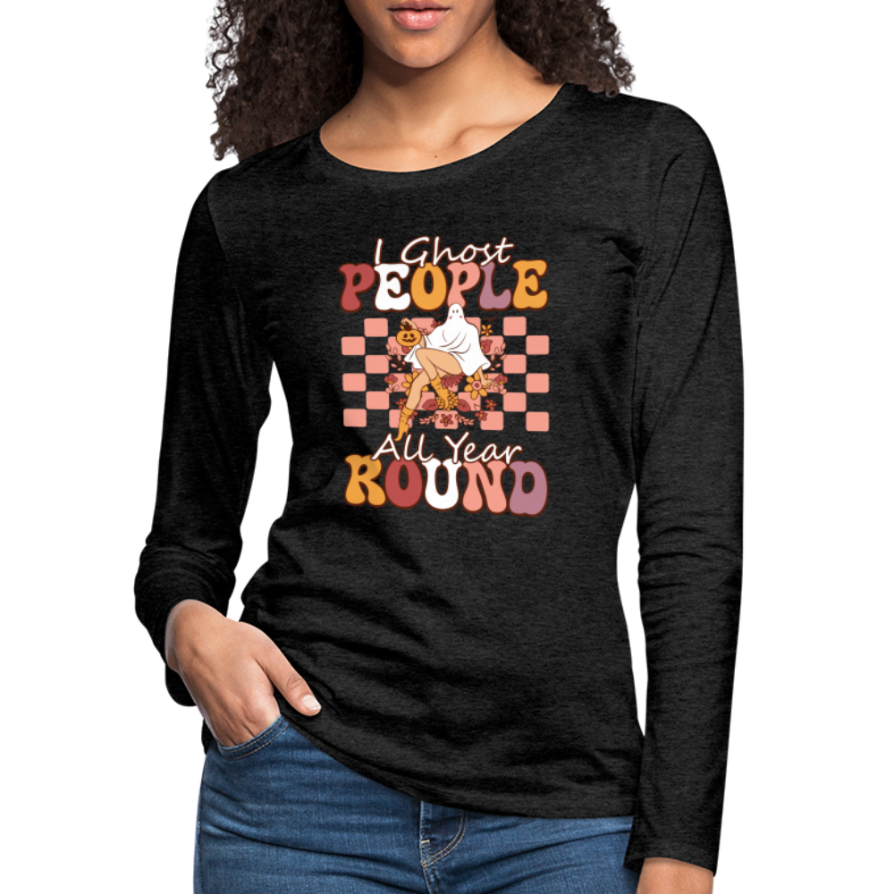 I Ghost People All Year Round Long Sleeve T-Shirt Color: charcoal grey