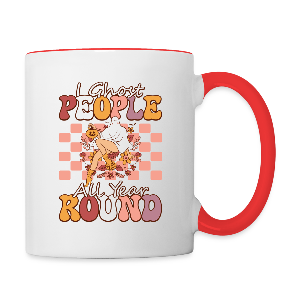I Ghost People All Year Round Coffee Mug Color: white/red