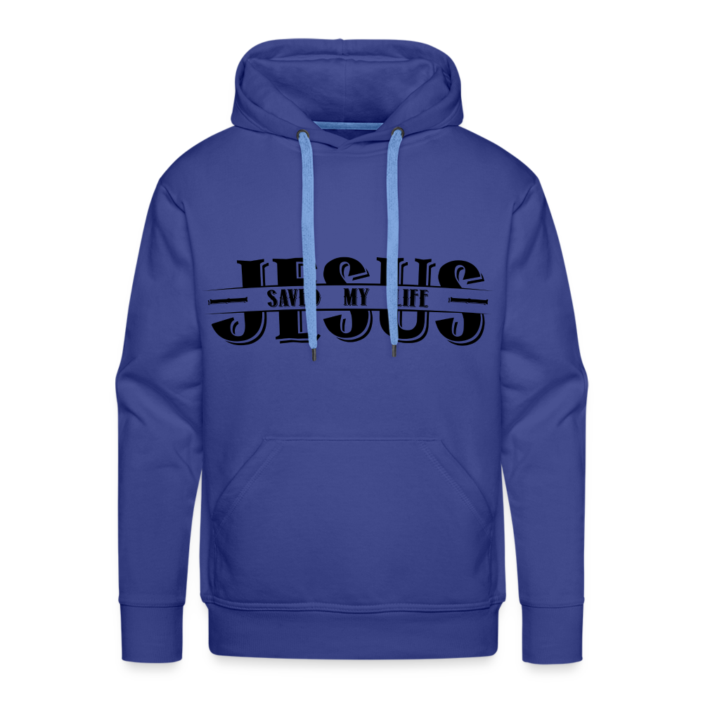Jesus Saved My Life Men’s Premium Hoodie Color: royal blue