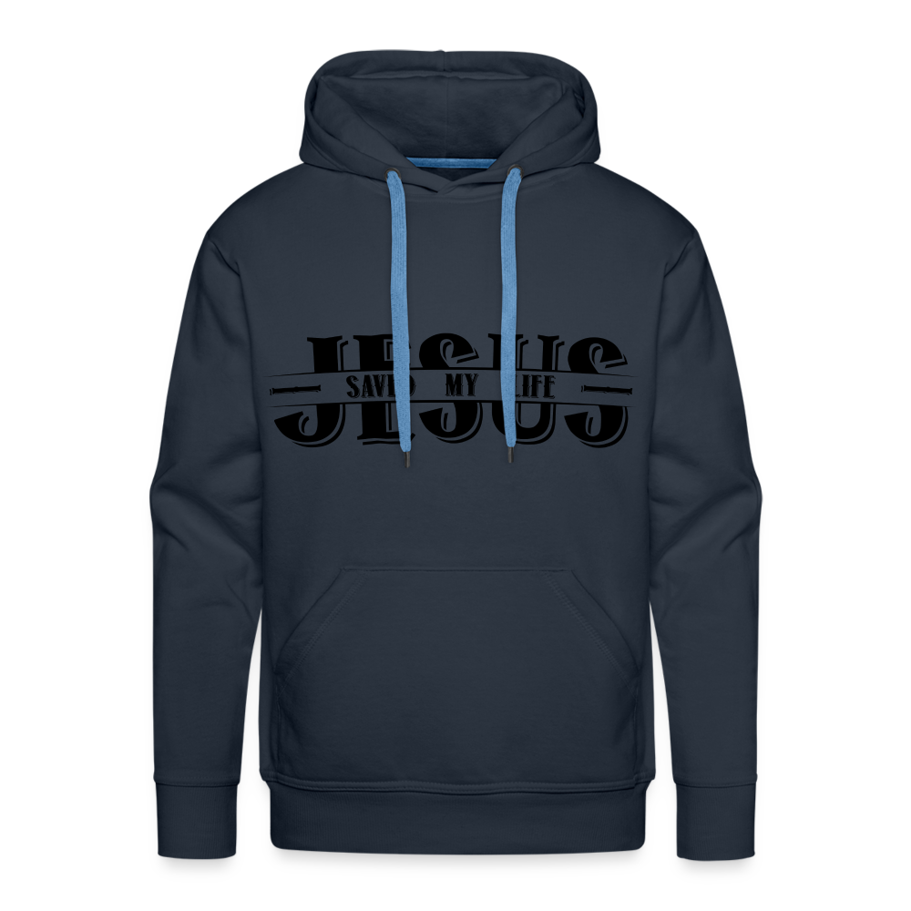 Jesus Saved My Life Men’s Premium Hoodie Color: navy