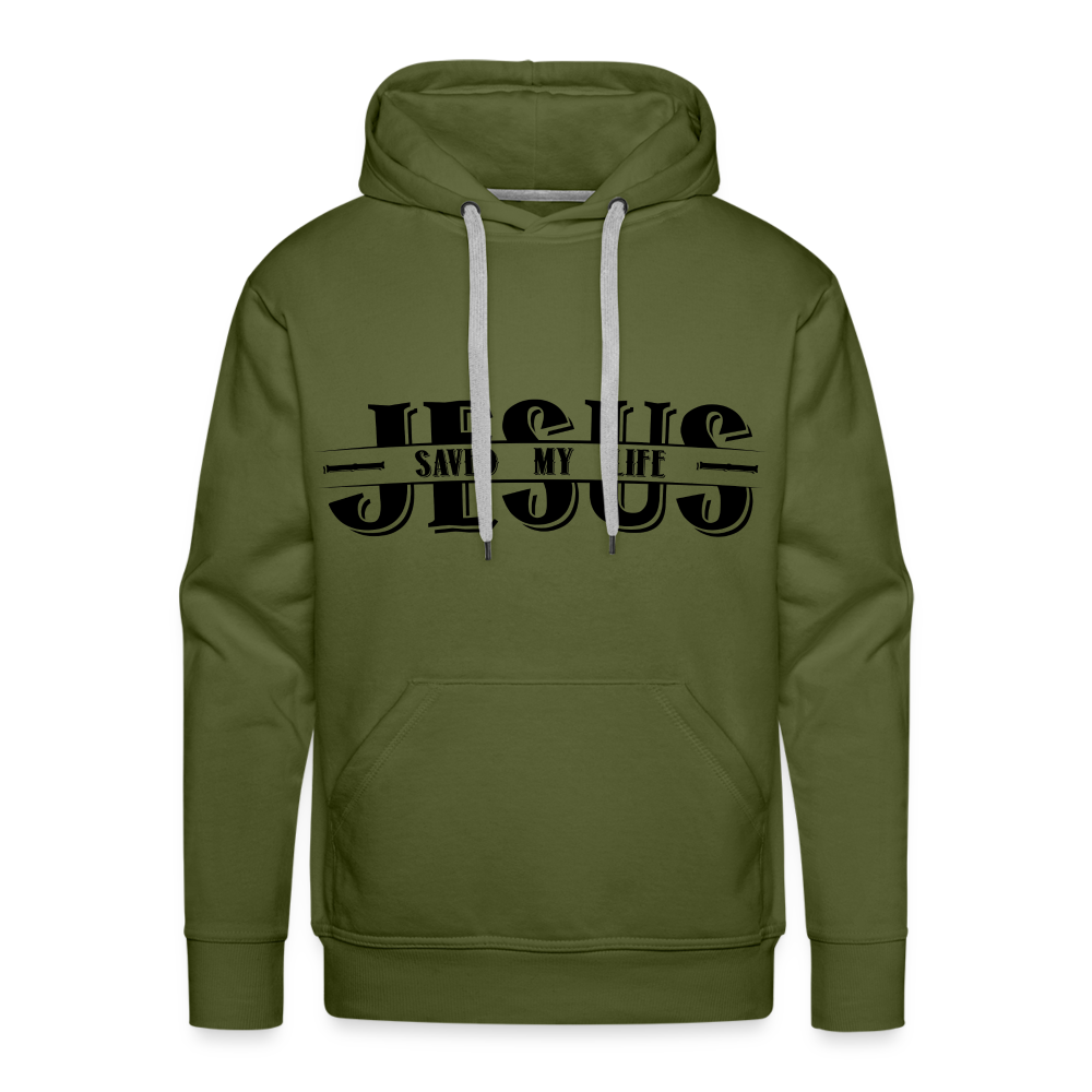 Jesus Saved My Life Men’s Premium Hoodie Color: olive green
