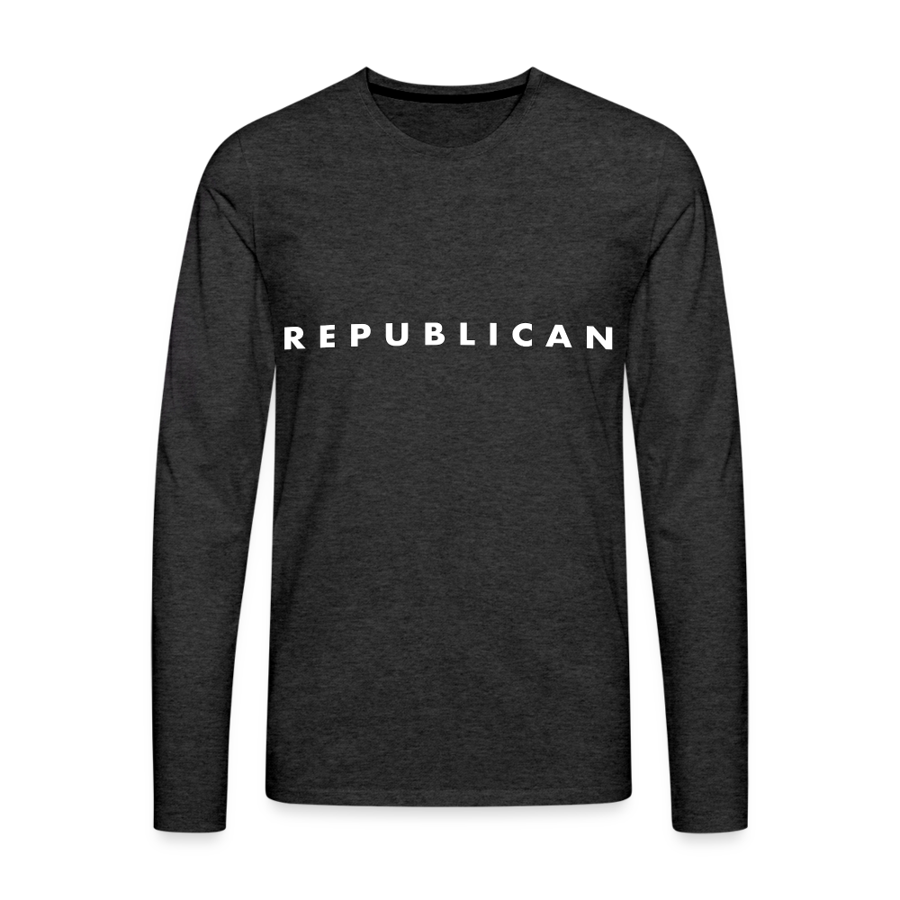 Republican Men's Premium Long Sleeve T-Shirt (White Letters) Color: charcoal grey