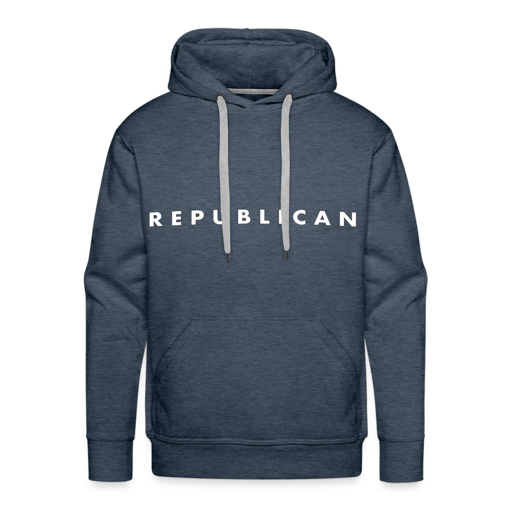 Republican Men’s Premium Hoodie (White Letters) Color: heather denim