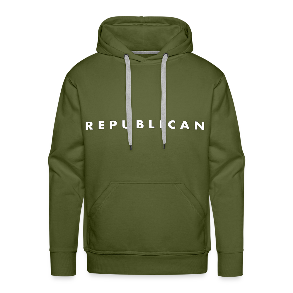 Republican Men’s Premium Hoodie (White Letters) Color: olive green