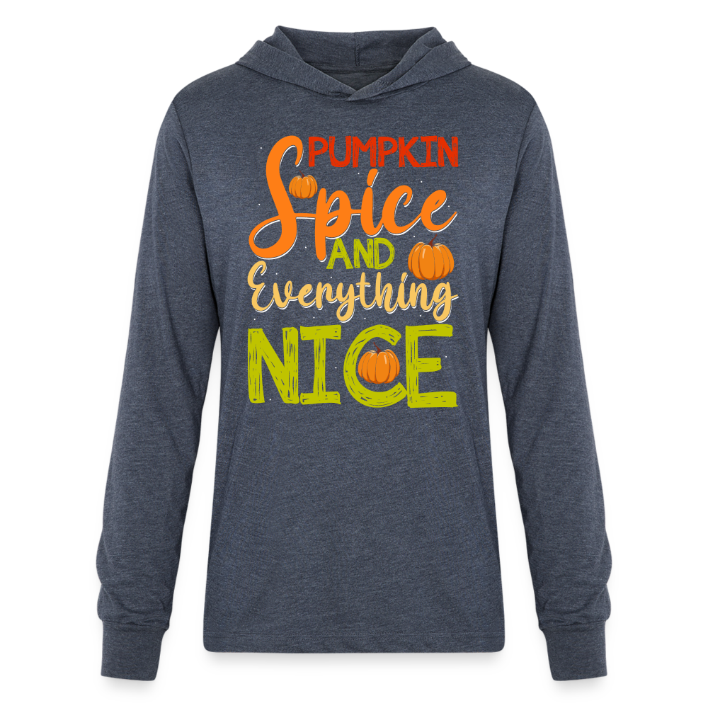 Pumpkin Spice and Everything Nice Long Sleeve Hoodie Shirt - heather navy