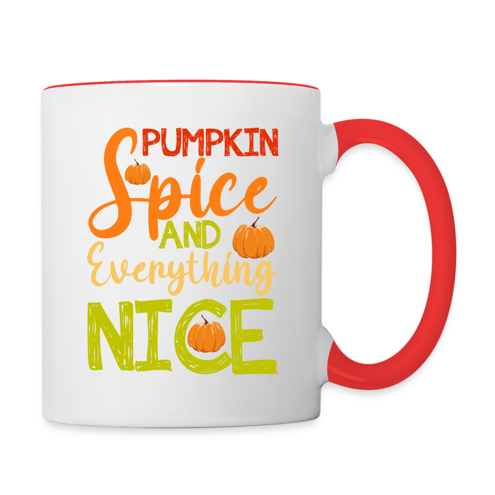 Pumpkin Spice and Everything Nice Coffee Mug Color: white/red