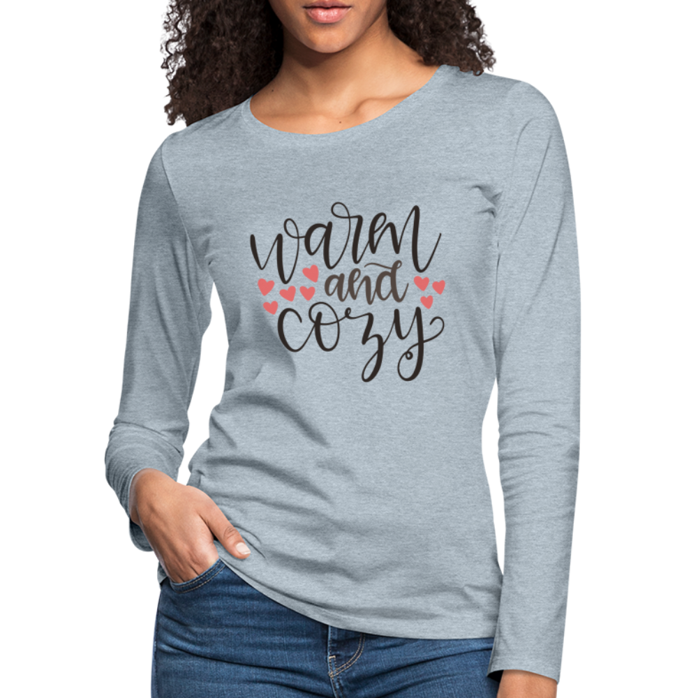Warm and Cozy Women's Premium Long Sleeve T-Shirt Color: heather gray