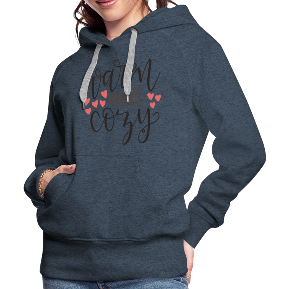 Warm and Cozy Women’s Premium Hoodie - heather denim