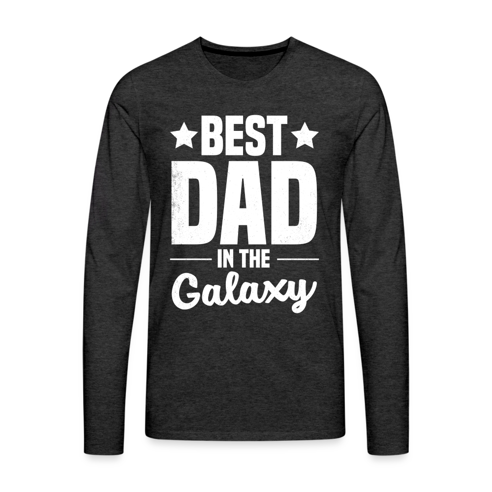 Best Dad in the Galaxy Men's Premium Long Sleeve T-Shirt Color: charcoal grey