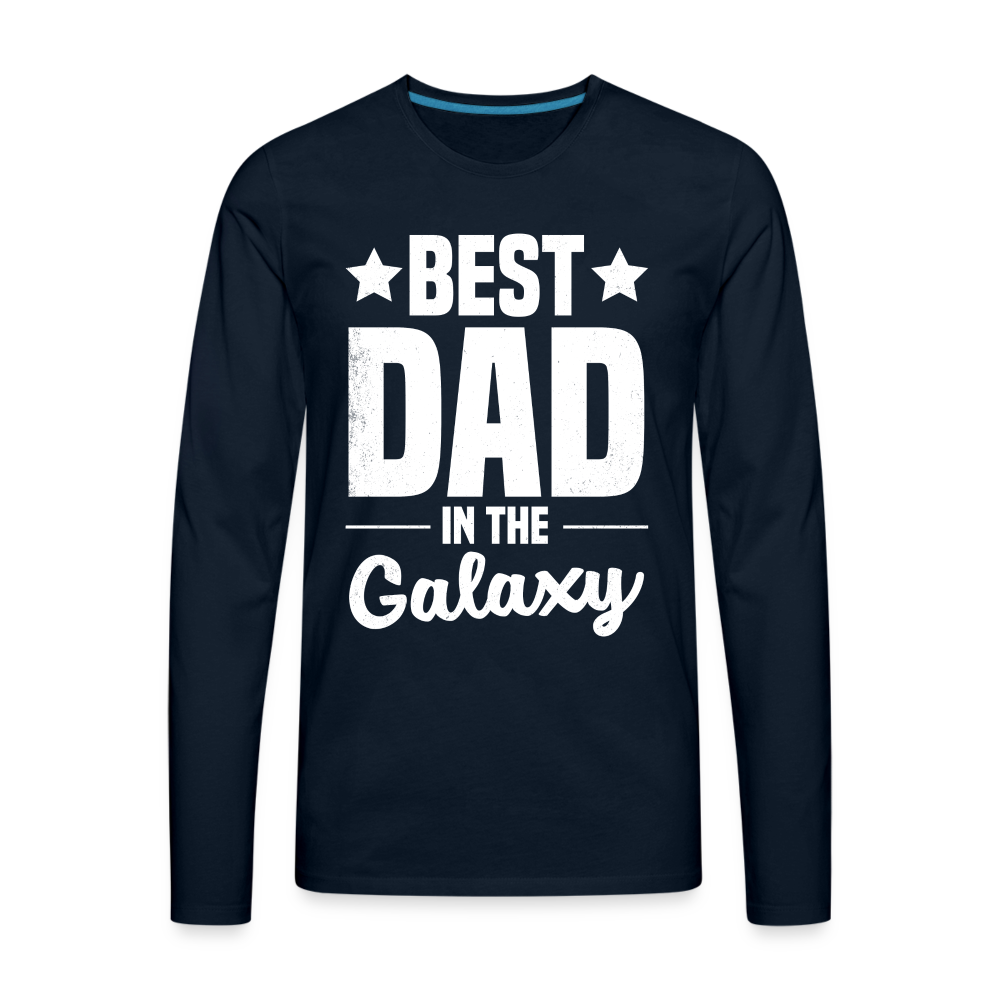 Best Dad in the Galaxy Men's Premium Long Sleeve T-Shirt Color: deep navy