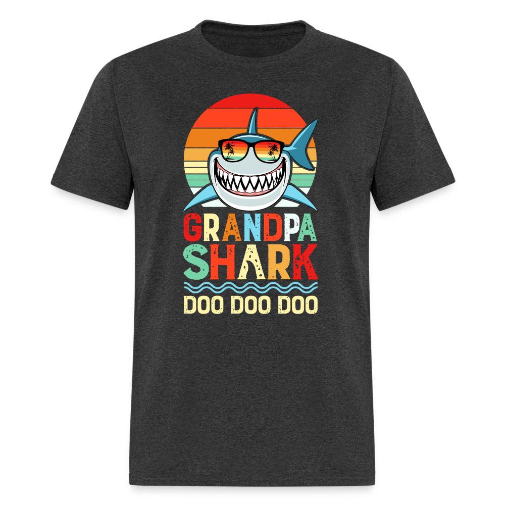 Grandpa Shark Doo Doo Doo T-Shirt - heather black