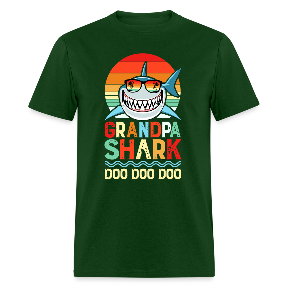 Grandpa Shark Doo Doo Doo T-Shirt - forest green