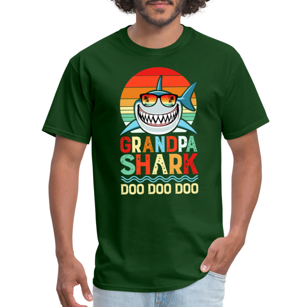 Grandpa Shark Doo Doo Doo T-Shirt - forest green