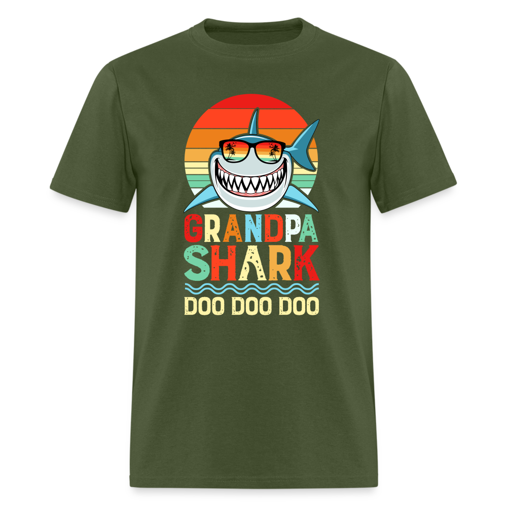 Grandpa Shark Doo Doo Doo T-Shirt - military green