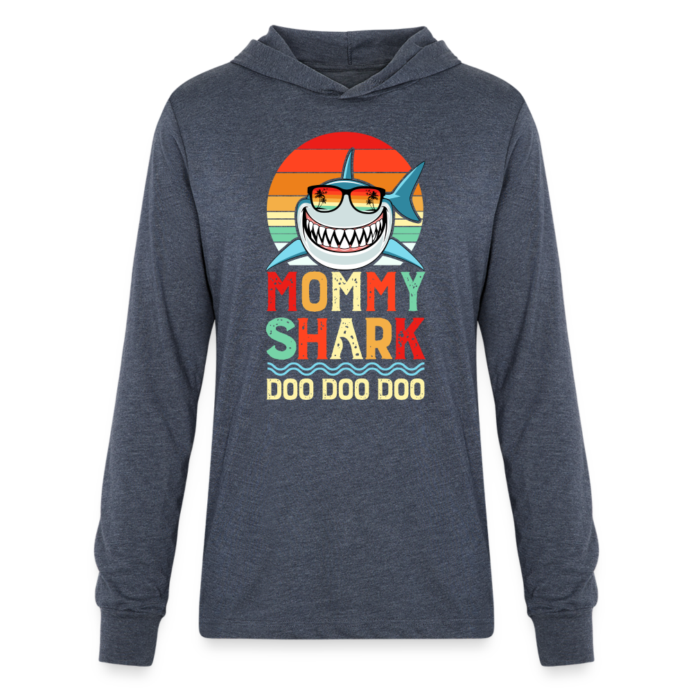 Mommy Shark Doo Doo Doo Long Sleeve Hoodie Shirt - heather navy
