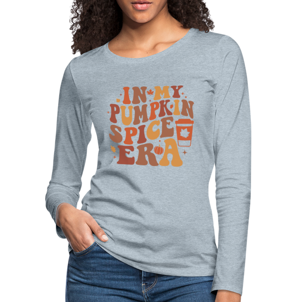 In My Pumpkin Spice Era Women's Premium Long Sleeve T-Shirt Color: heather gray