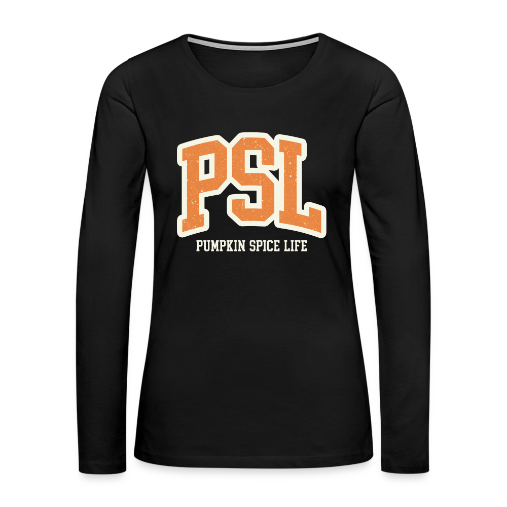 PSL Pumpkin Spice Life Women's Premium Long Sleeve T-Shirt Color: charcoal grey