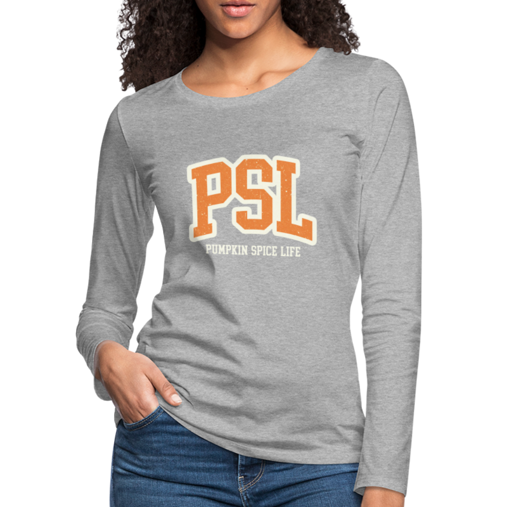 PSL Pumpkin Spice Life Women's Premium Long Sleeve T-Shirt Color: charcoal grey