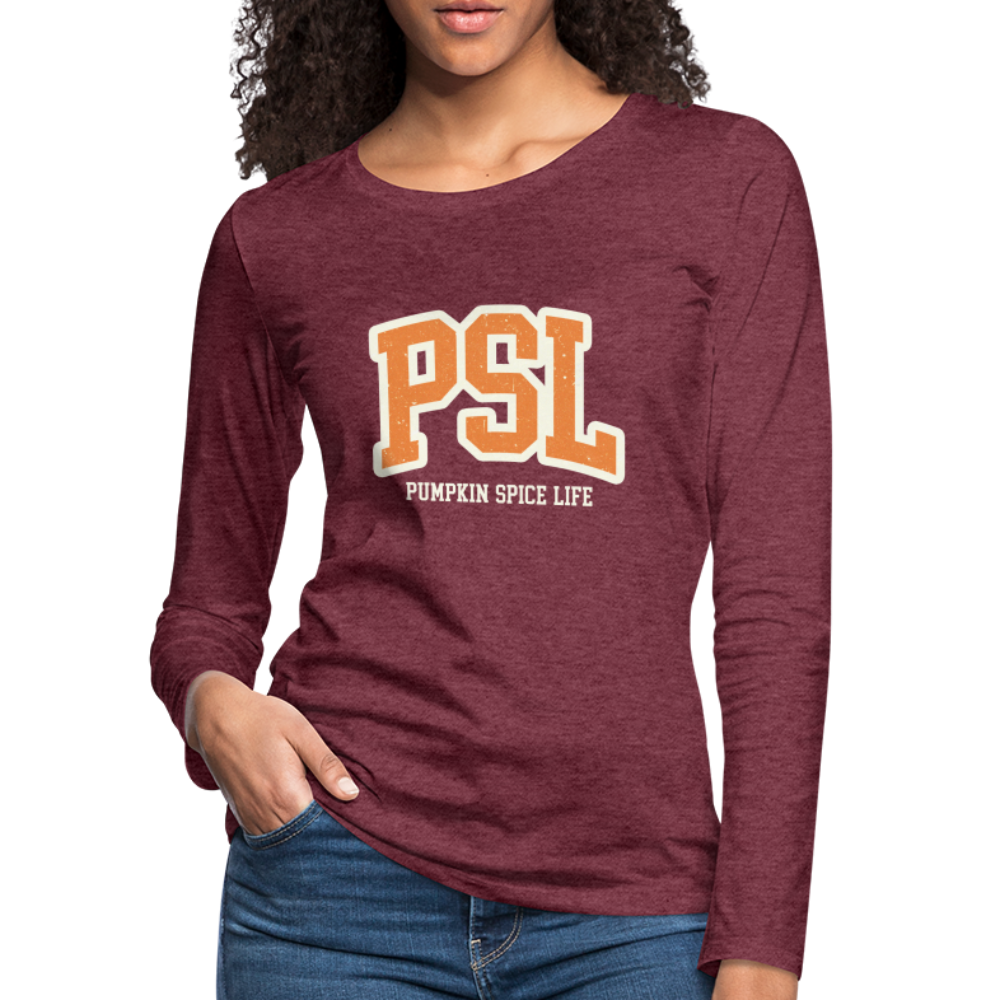 PSL Pumpkin Spice Life Women's Premium Long Sleeve T-Shirt Color: charcoal grey