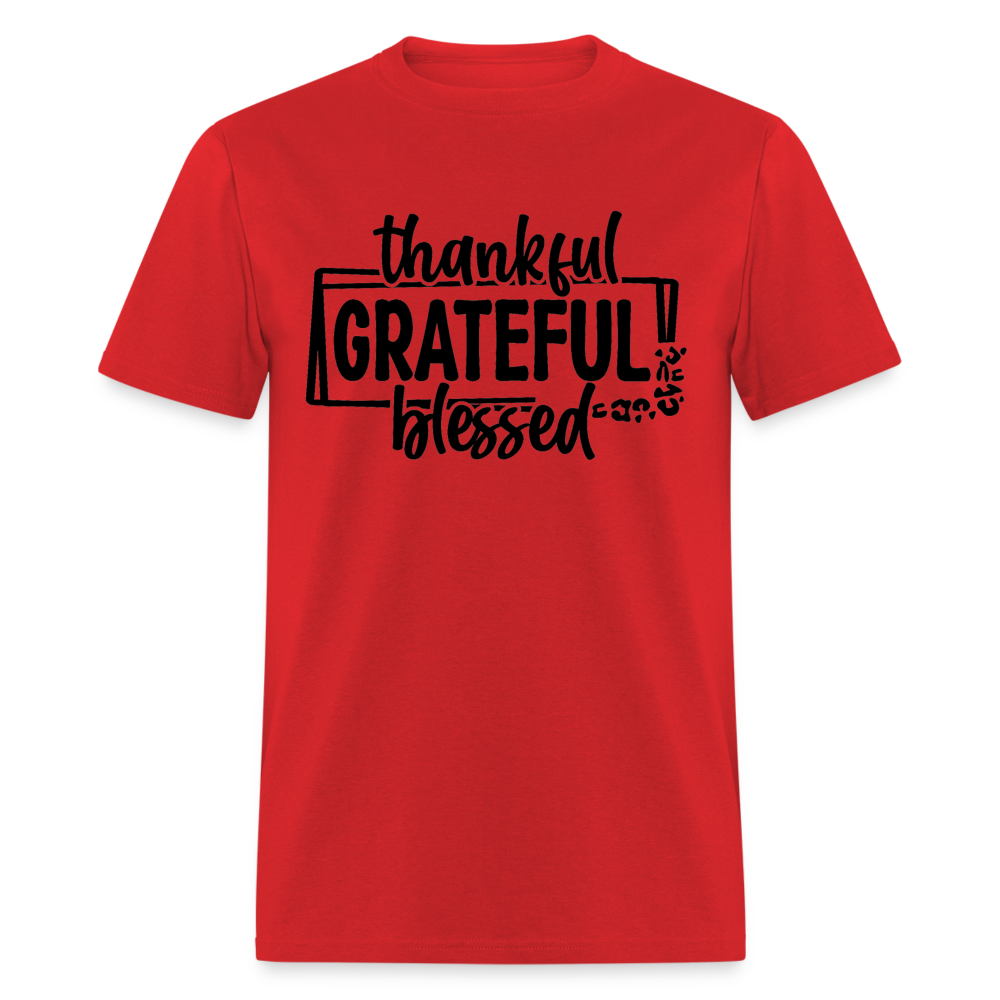 Thankful Grateful Blessed T-Shirt Color: red