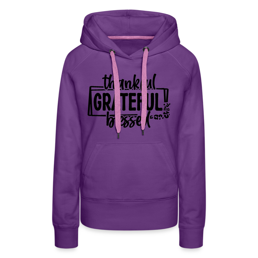 Thankful Grateful Blessed Women’s Premium Hoodie - purple
