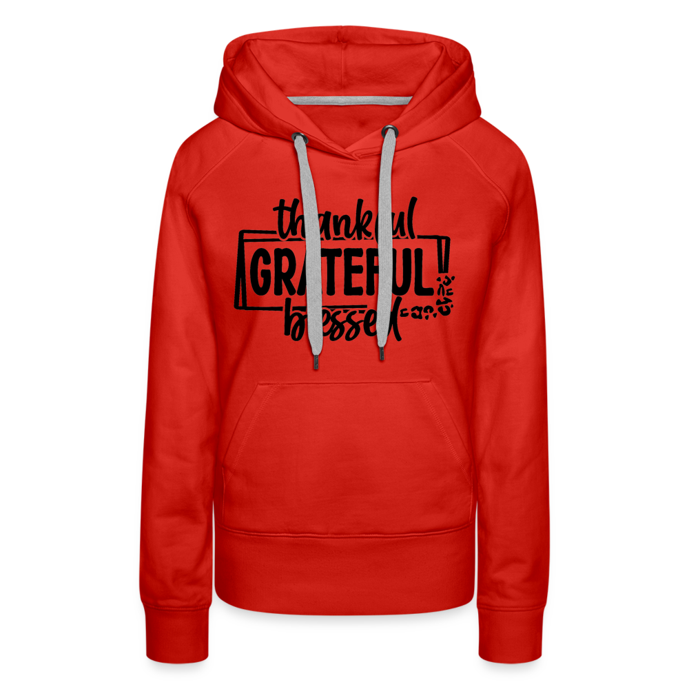 Thankful Grateful Blessed Women’s Premium Hoodie - red
