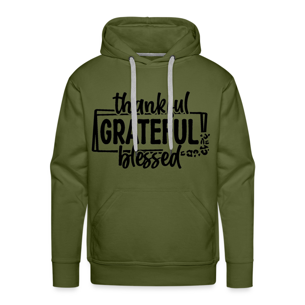 Thankful Grateful Blessed Men’s Premium Hoodie Color: olive green