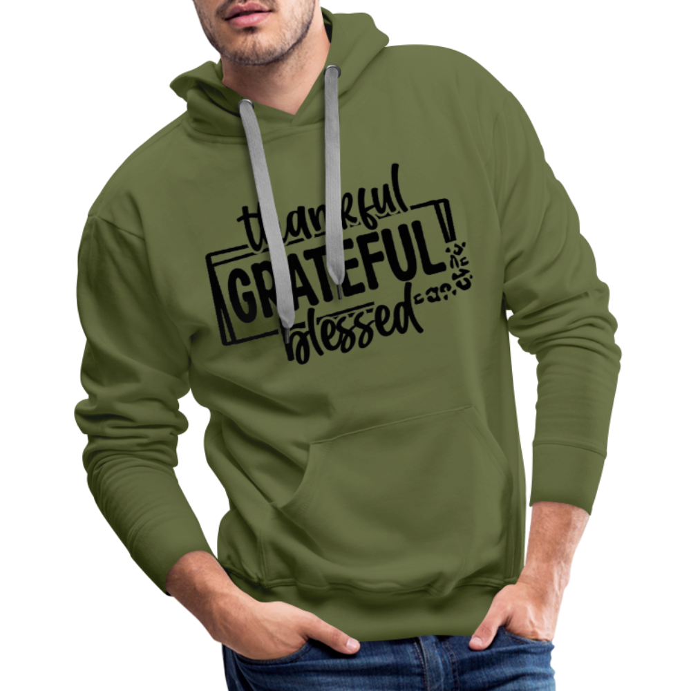 Thankful Grateful Blessed Men’s Premium Hoodie Color: heather grey