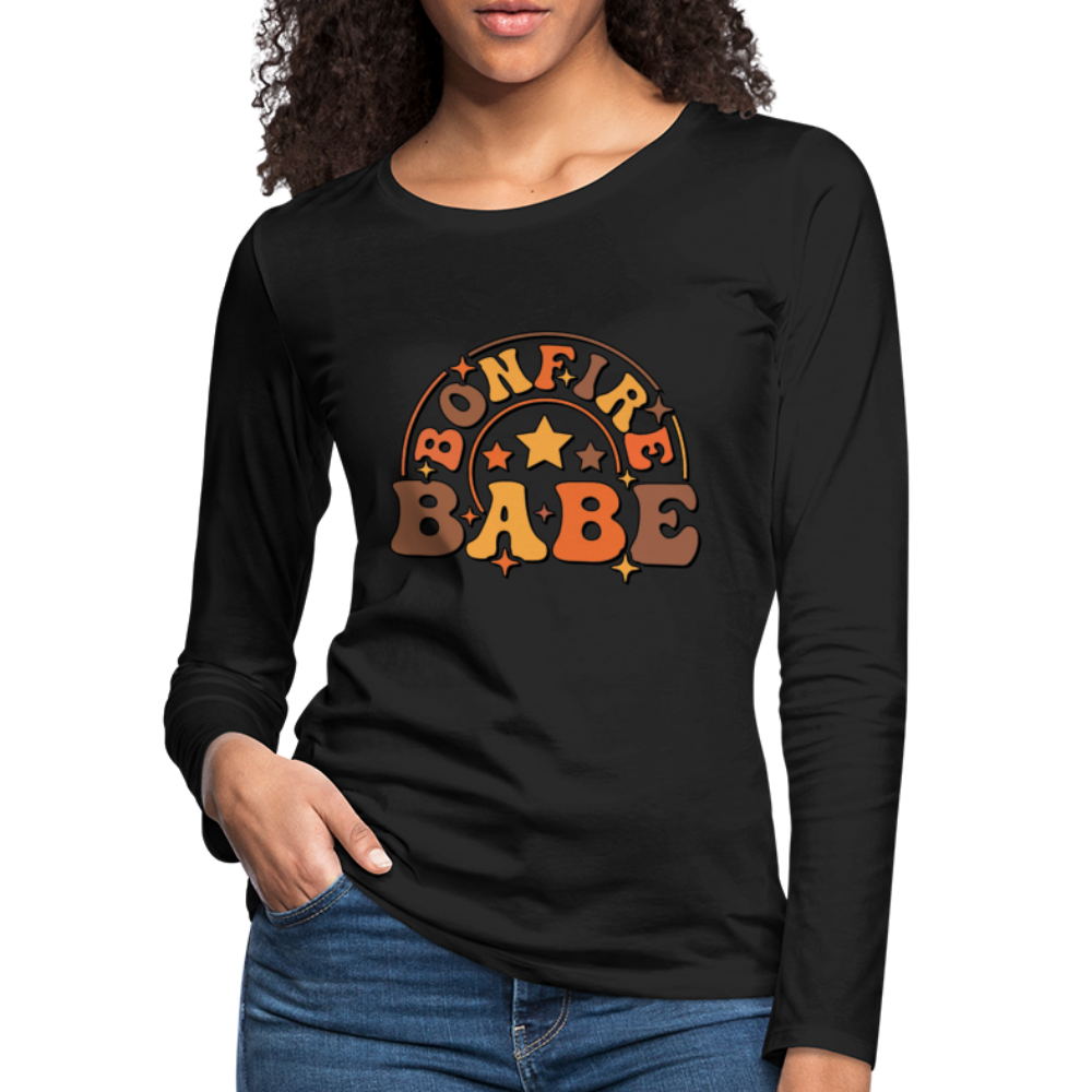 Bonfire Babe : Women's Premium Long Sleeve T-Shirt Color: heather gray