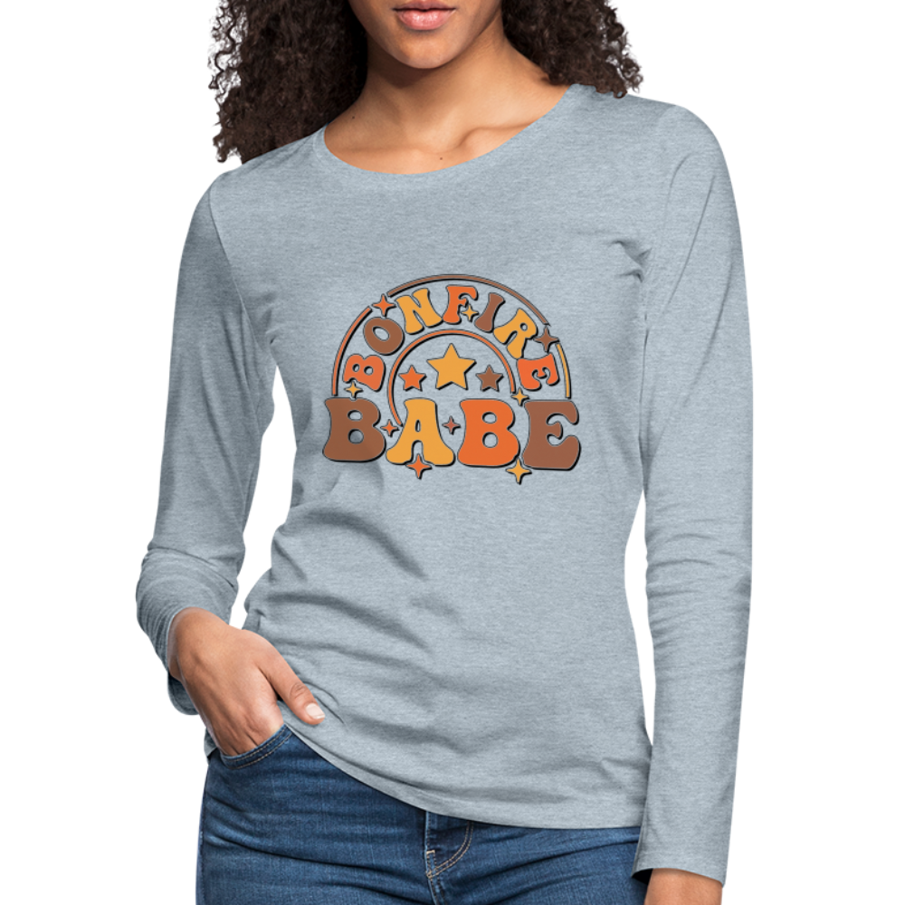 Bonfire Babe : Women's Premium Long Sleeve T-Shirt Color: heather gray