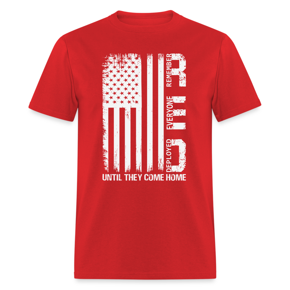 Men's 'Remember Everyone Deployed' Patriotic T-Shirt – Veteran Freedom – Red (S-4XL)