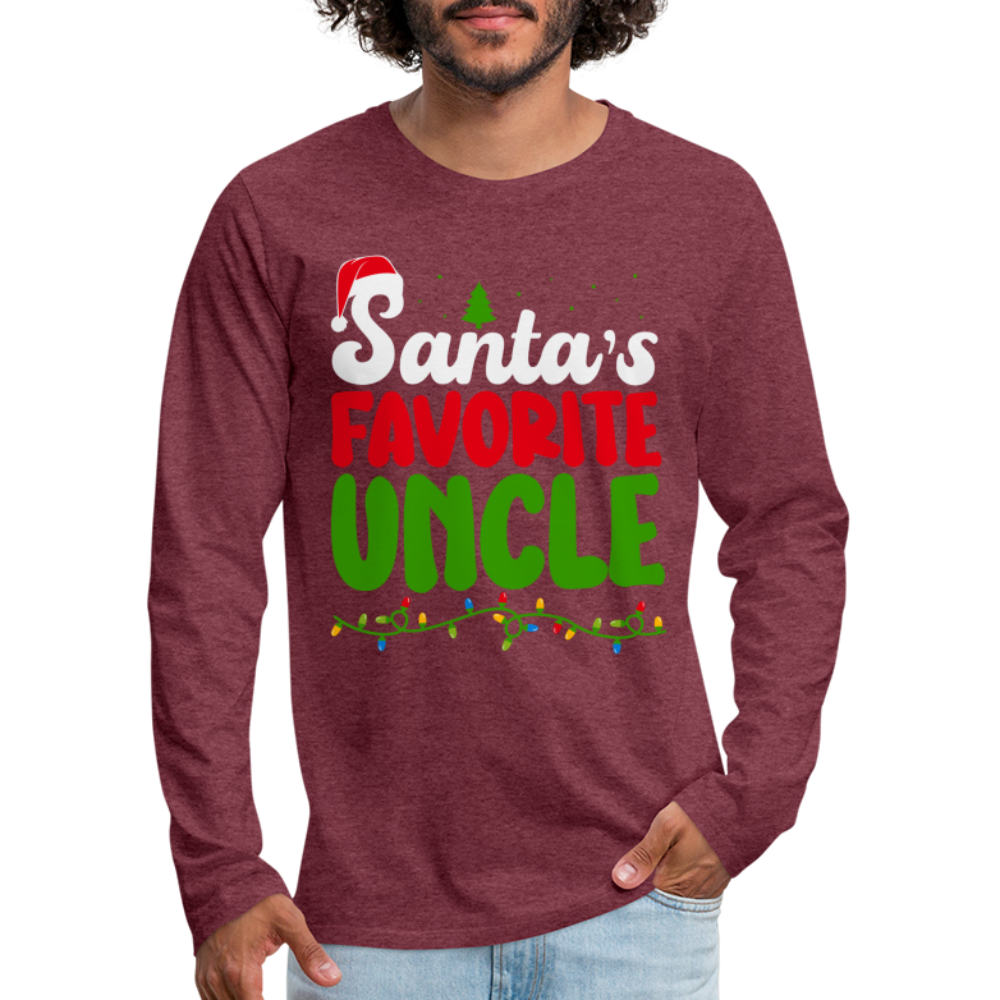 Santa's Favorite Uncle Premium Long Sleeve T-Shirt Color: heather burgundy
