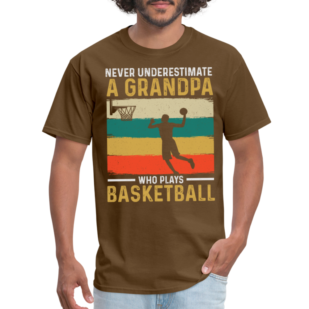 Never Underestimate A Grandpa Who Plays Basketball T-Shirt - brown