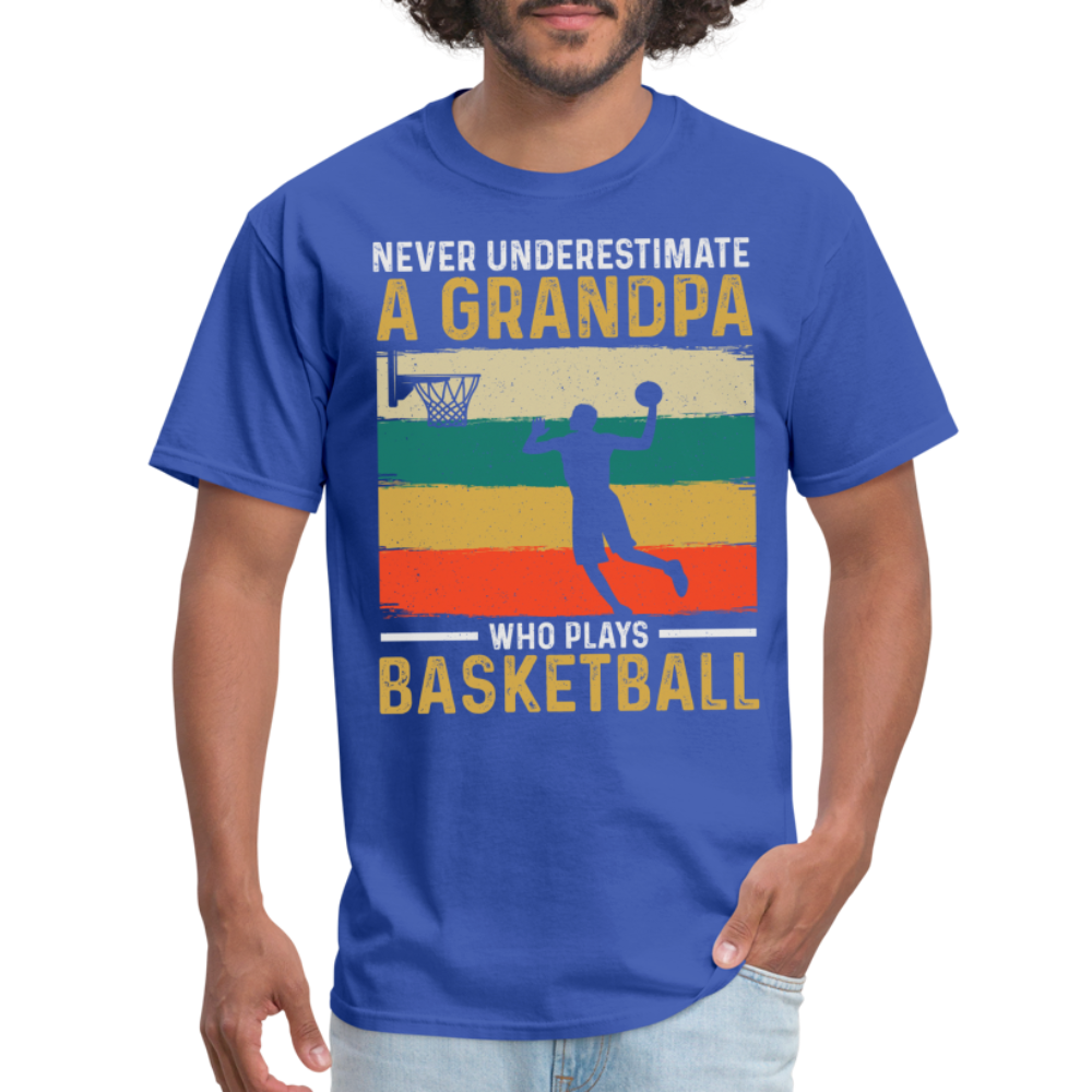Never Underestimate A Grandpa Who Plays Basketball T-Shirt - royal blue