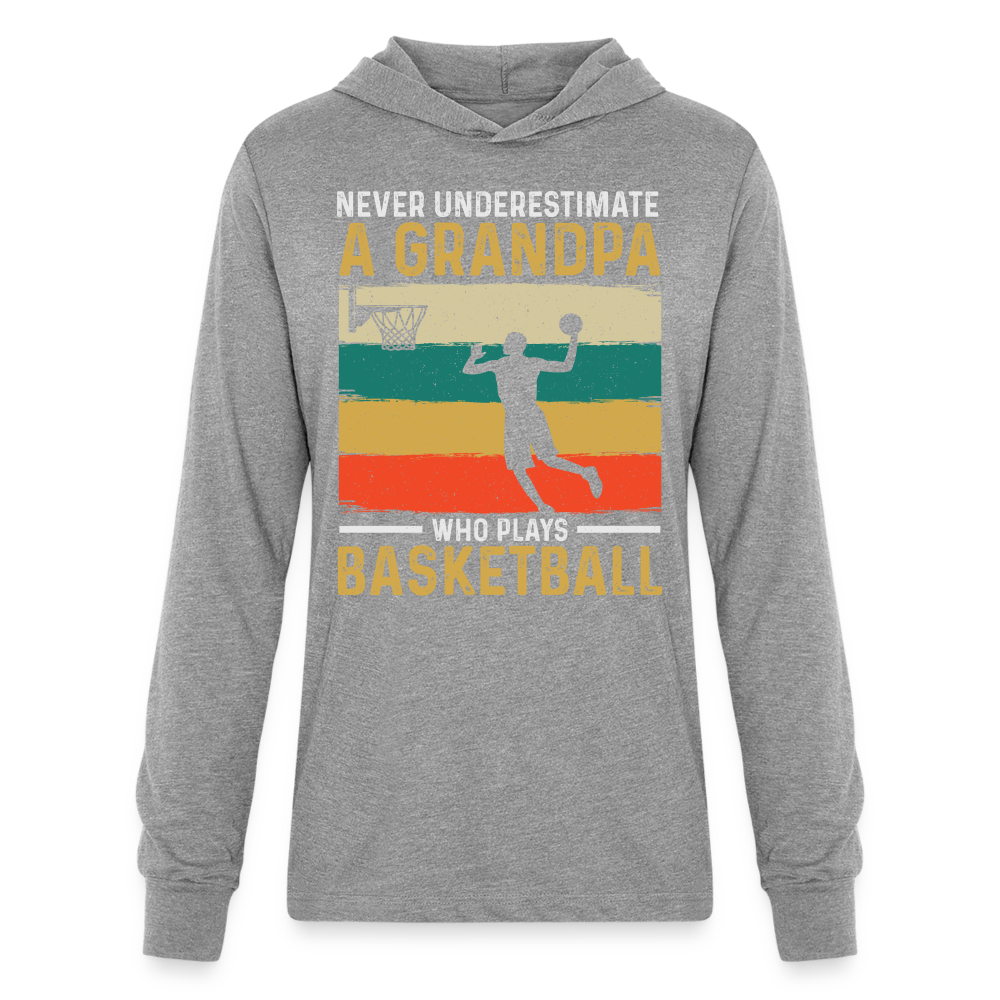 Never Underestimate A Grandpa Who Plays Basketball Hoodie Shirt Color: heather grey