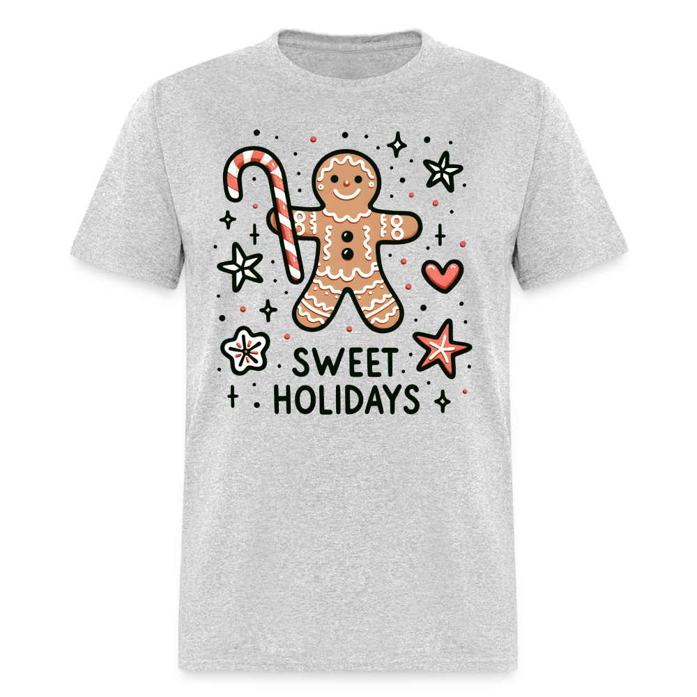 Gingerbread Man Says Sweet Holidays T-Shirt - heather gray
