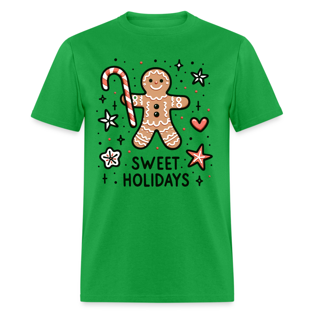 Gingerbread Man Says Sweet Holidays T-Shirt - bright green