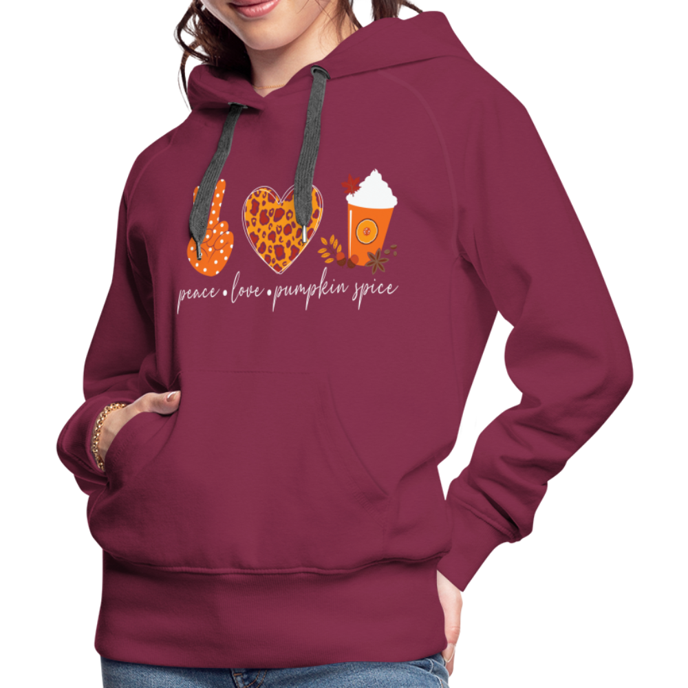 Peace Love Pumpkin Spice Women’s Premium Hoodie - burgundy