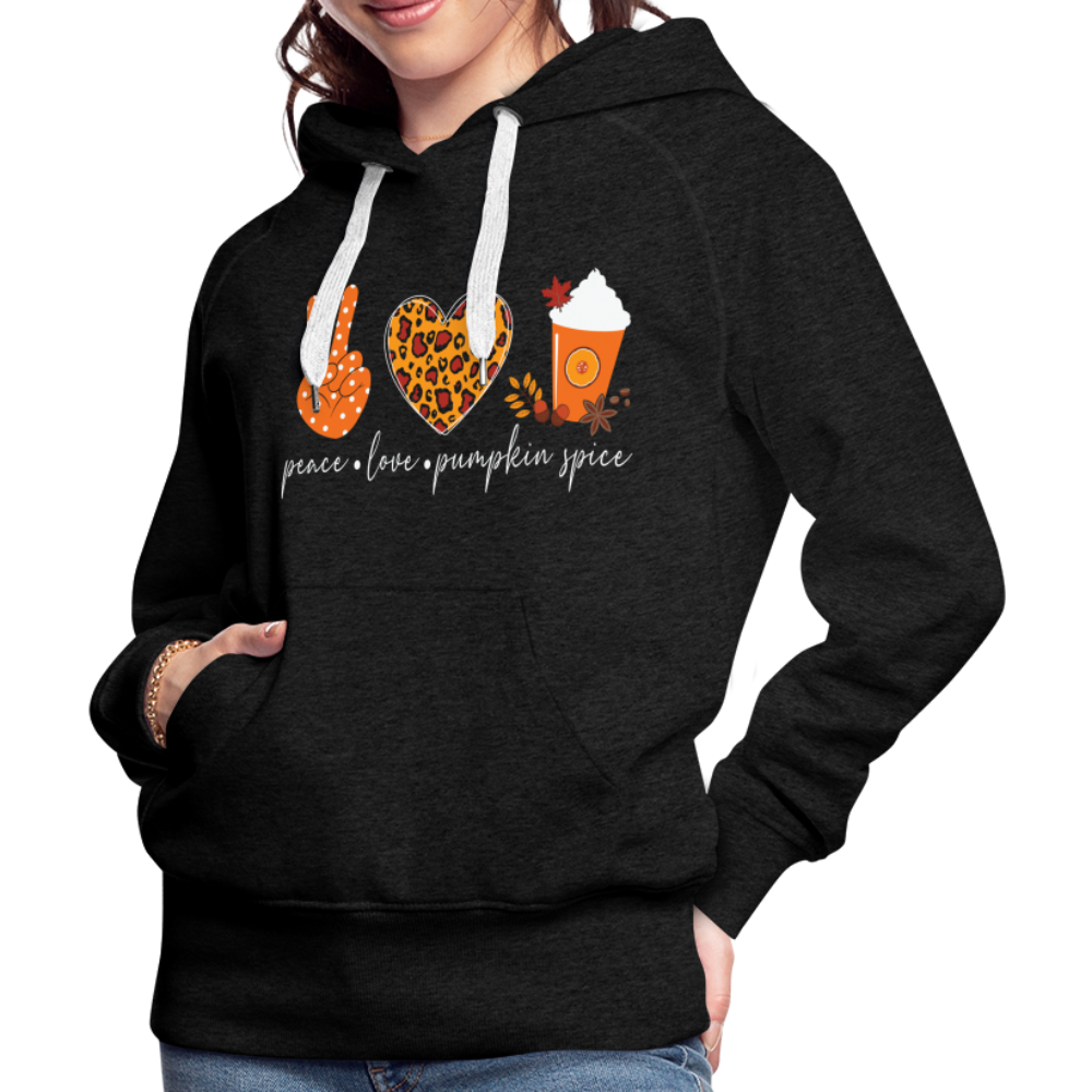 Peace Love Pumpkin Spice Women’s Premium Hoodie - charcoal grey