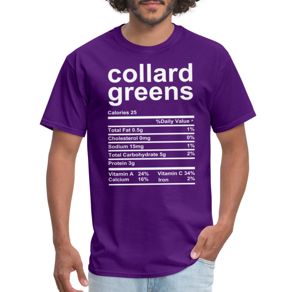 Collard Greens Nutrition Facts T-Shirt - purple