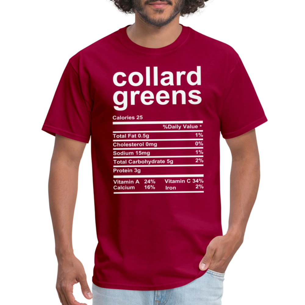 Collard Greens Nutrition Facts T-Shirt - dark red