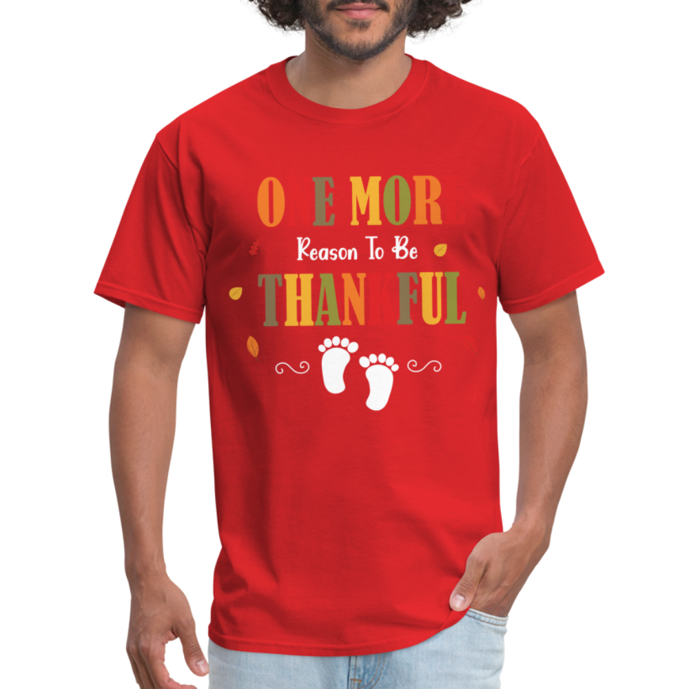 One More Reason to Be Thankful T-Shirt (Pregnancy Announcement) - red