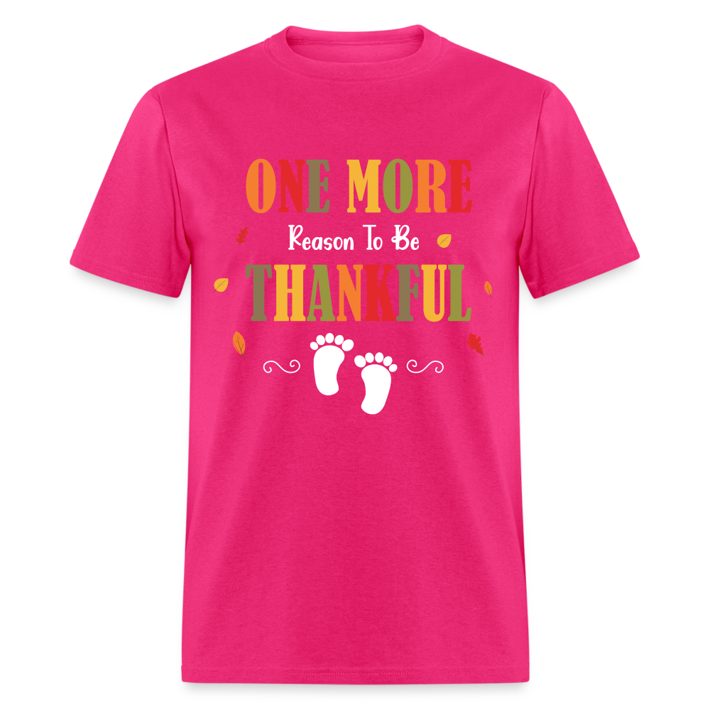 One More Reason to Be Thankful T-Shirt (Pregnancy Announcement) - fuchsia